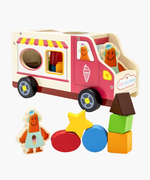 (다담교육) 원목 도형 끼우기 장난감 아이스크림 트럭